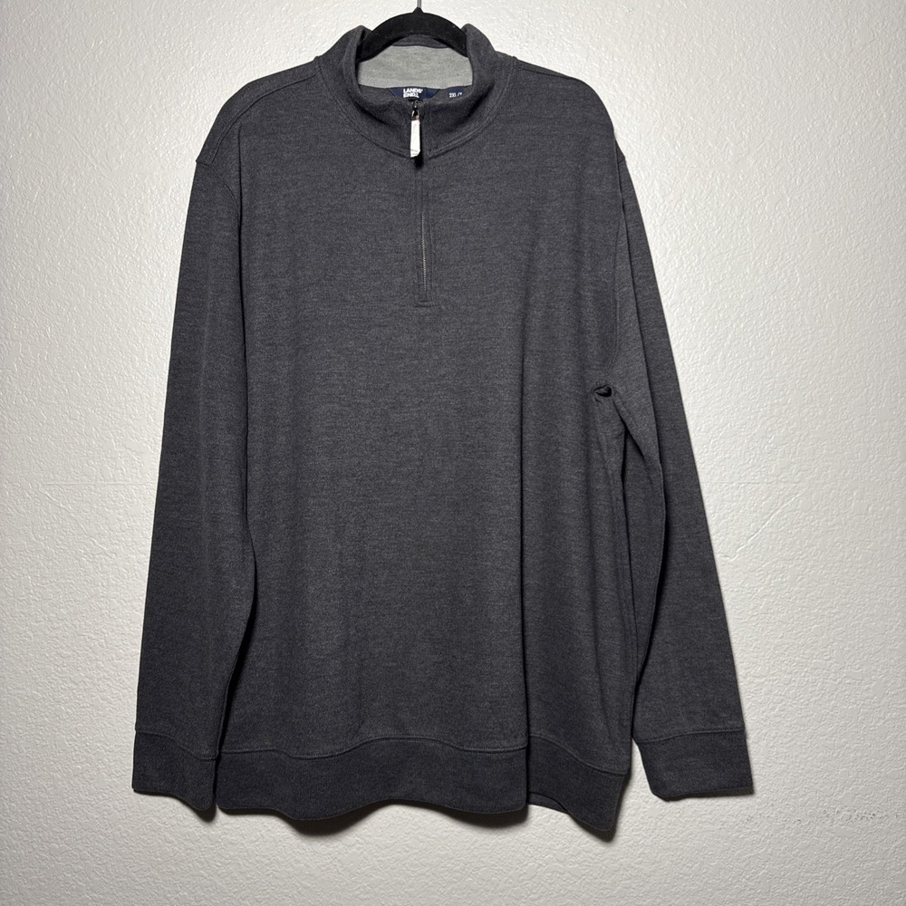 Lands End Men's Bedford Rib Quarter Zip Sweater Gray 2XLT 50-52 Golf Cozy